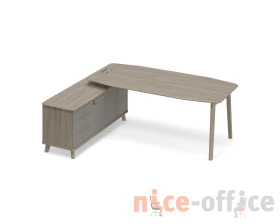 Стол руководителя левый на опорной тумбе (тип 2) WOOD Time Wood images