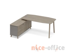 Стол руководителя левый (тип 2) WOOD на опорной тумбе Time Wood images