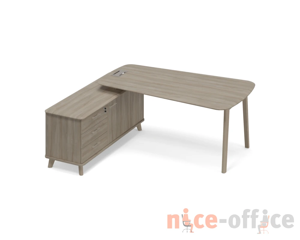 Стoл руководителя на опорной тумбе левый (тип 3) WOOD Time Wood
