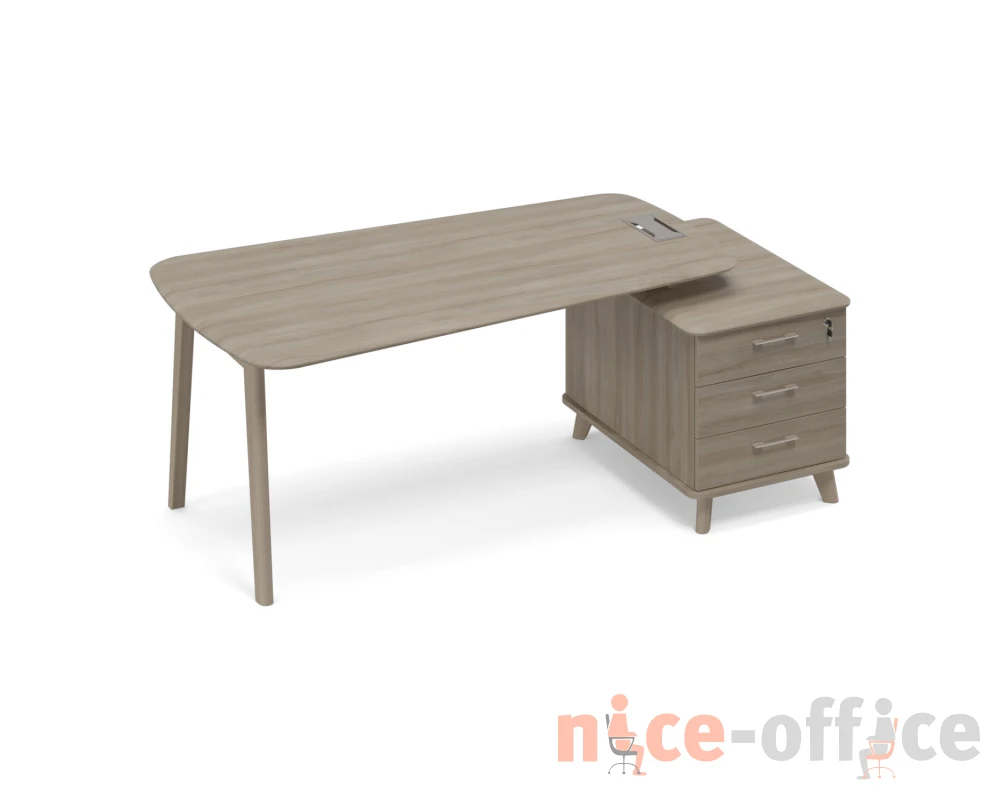 Стол руководителя на опорной тумбе малой (тип 3) WOOD Time Wood