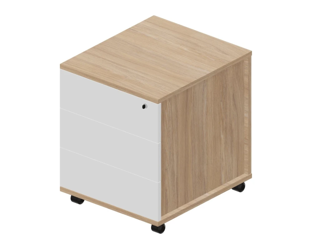 Тумба для документов мобильная (3 ящ., усиленные колёсные опоры) 46х53х57 GDB Светлый дуб/Белый