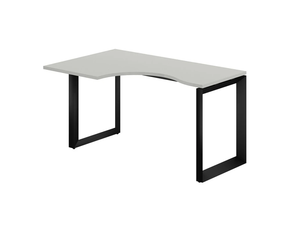 Стол эргономичный левый на О-образном каркасе 1600x900x750 Призма / Prizma (nd) Серый бархат/Черный