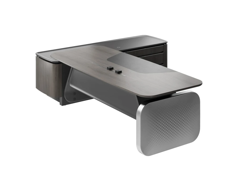 Стол руководителя на опорной сервисной тумбе - правый 2880x2240x750-1150 Atlas (Sun)